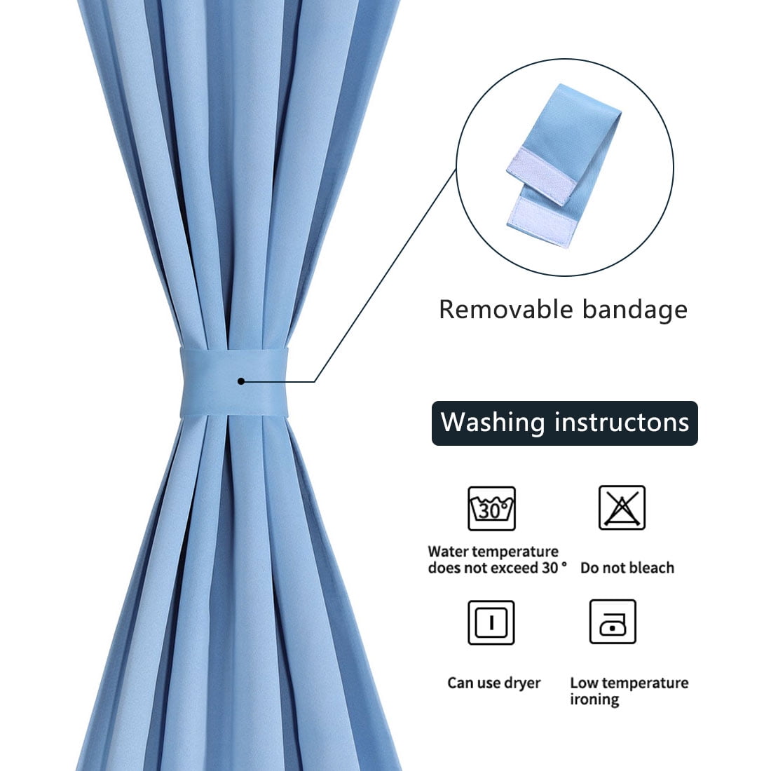 Unique Bargains Solid Window French Door Curtain Panel Sky Blue 25" x 40"