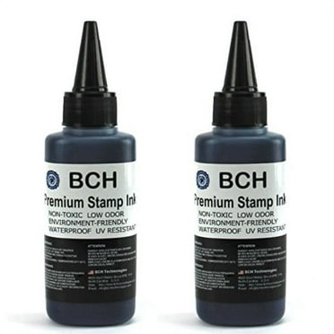 bulk 2x black stamp ink refill by bch - premium grade -2.5 oz (75 ml) ink per bottle