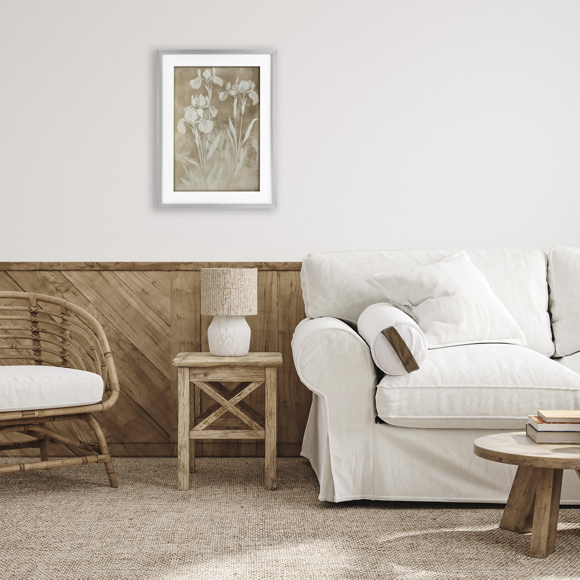 Stupell Industries Neutral Iris Botanical Study Gray Framed Print Under Glass, design by Petal Prints Design