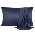 thumbnail image 1 of Soft Silky Satin Pillowcases for Hair and Skin 2PCS Pillow Case Standard, Navy, 1 of 9