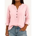 thumbnail image 1 of QUTETN 1/2 Pack Ladies Elegant Linen Blend Short Sleeve V-Neck Shirt Four Seasons Can Wear, 1 of 4