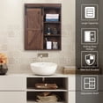thumbnail image 4 of Rustown Farmhouse Wood Wall Storage Bathroom Cabinet with Sliding Barn Door, Rustic Medicine Cabinet with Adjustable Shelf, 3-Tier Vintage Cabinet for Kitchen Dining, Bathroom, Living Room , Walnut, 4 of 6