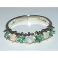 thumbnail image 4 of LBG British Made 10k White Gold Natural Opal & Emerald Womens Eternity Ring - Size 7.5 - 33 size options, 4 of 5
