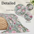 thumbnail image 3 of Vintage Spring Floral Throw Pillow Covers, Botanical Summer Pink Green Soft Breathable Pillow Cases with Invisible Zipper for Sleeping, Small Pillowcases for Couch Bed Sofa Chair 16x24 Inches, 3 of 9