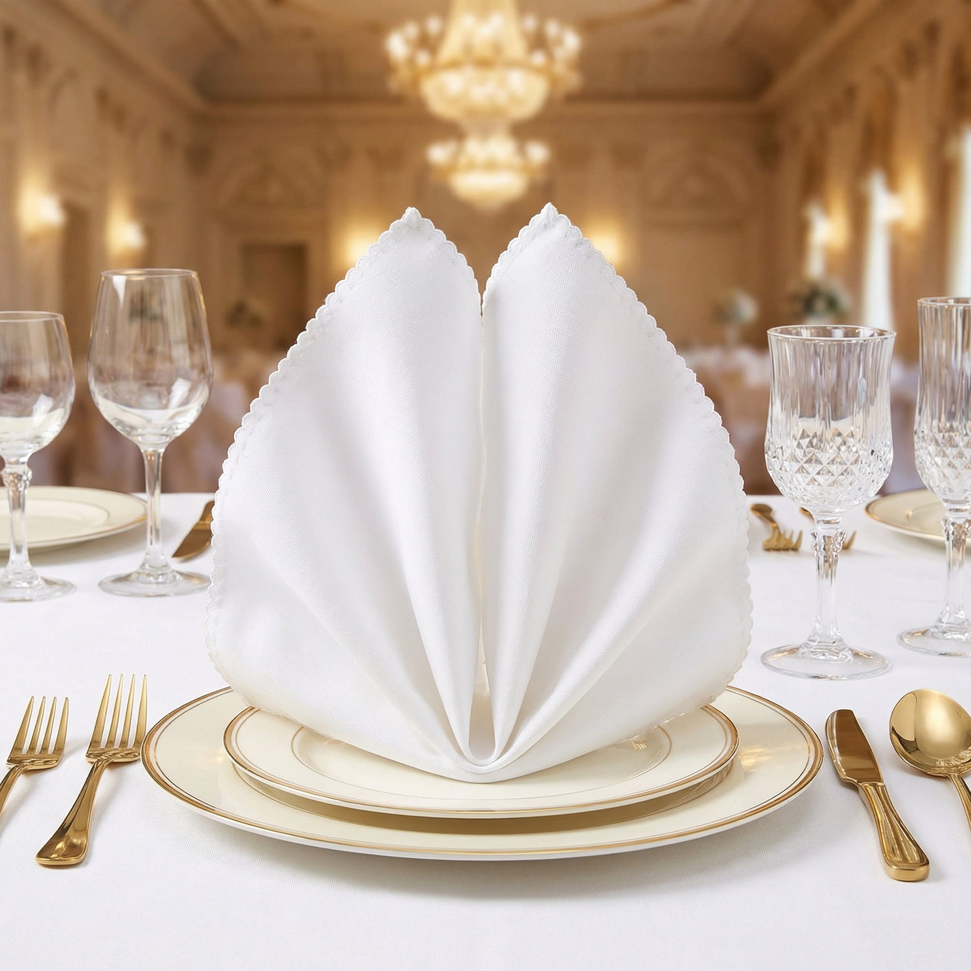 Unique Bargains 12Pcs Polyester Washable Cloth Napkins White 19x19inch