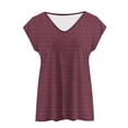 thumbnail image 4 of YLHFASHION T-shirt à Manches Courtes Col en V Texture Géométrique Simple et à la Mode pour Femmes en Liquidation 2025, 4 of 5