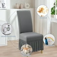 thumbnail image 5 of SUKAIKEQA Dining Room Chair Covers Set of 4, Stretch Parsons Slipcovers with Skirt Super Fit Spandex Chair Seat Protector Cover for Dining Room, Hotel, Ceremony,Gray, 5 of 6