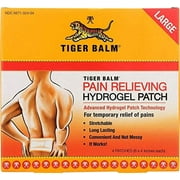 Tiger Balm Pain Relieving Large Patch, 4" x 8", 4/pack Pain Relieving Patch For Temporary Relief of Minor Aches of Muscles and Joints Formulated with Menthol, Camphor, and Capsicum Fast-Acting