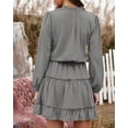 thumbnail image 4 of BTFBM Long Sleeve Summer Dresses for Women Casual Tie Neck Ruffle Tiered A Line Mini Spring Wedding Guest Dress, 4 of 9