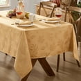 thumbnail image 3 of Newbridge Gold Fancy Fall Leaves Damask Fabric Dining Napkins for Thanksgiving, Set of 4 Square Napkins, 3 of 6