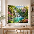 thumbnail image 5 of Waterfall Landscape in a Lush Forest with Turquoise Pool, Serene Illustration for Nature Lovers, Botanical Art Decor, Housewarming Gift, Tapestry Wall Hanging for Bedroom and Living Room, 5 of 7