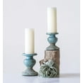 thumbnail image 3 of Creative Co-op DF0935 Small Distressed Blue Terracotta Pillar Candle Holder, 3 of 5