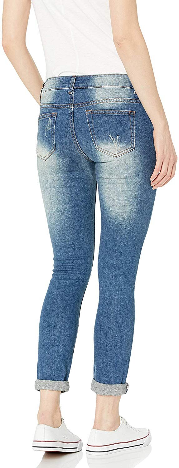 VIP JEANS Jeans for Teen Girls Distressed Skinny Ripped Jeans Slim Fit Stretchy Medium Blue Wash Junior Size 9 - image 2 of 2