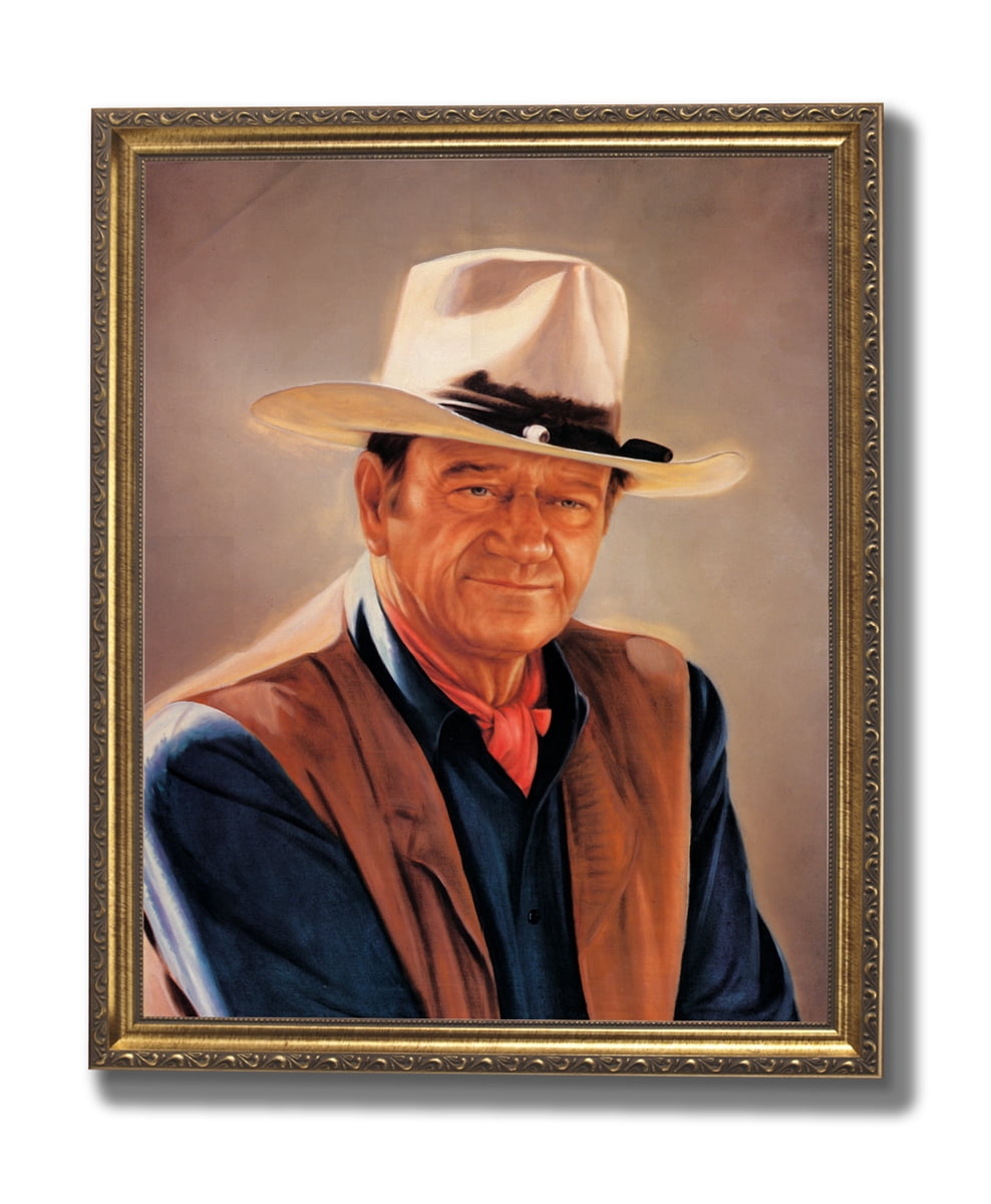 John Wayne Duke Portrait Western Home Decor Wall Picture Gold Framed ...