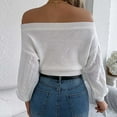 thumbnail image 4 of UAMVSH Off Shoulder Sweaters for Women Trendy Going out Cropped Cable Kintted Pullover Cozy Long Sleeve Stretchy Hem Sweaters(X-Large,White), 4 of 6