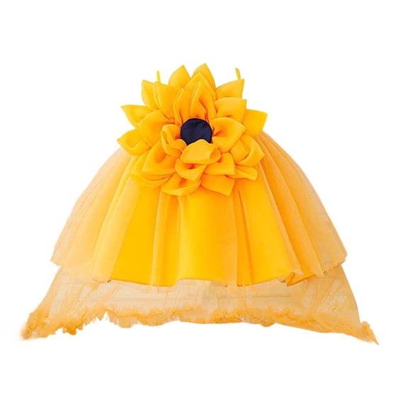 FINALGANG Girls Sunflower Tutu Dress 3D Flower Decor Tulle Skirt Cute Party Dress For Party daily Wear Yellow 6-9 Months