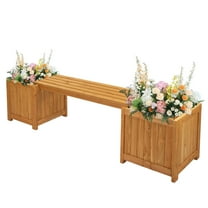 MYZBBD Wooden Bench with Planter Box 2-in-1 Design, Outdoor Garden Bench with Raised Flower Bed and Open-Ended Base, All-Weather Storage Seat for Patio, Yard, and Deck
