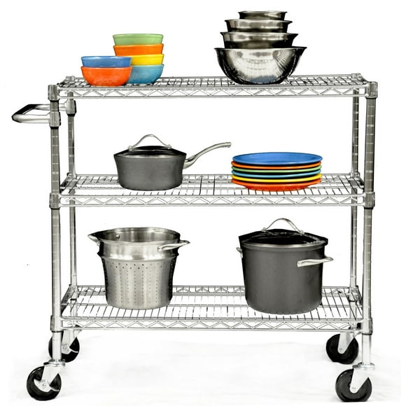 TRINITY EcoStorage™ 3‐Tier Cart | 40.5” X 18” X 36” | Nsf | Chrome