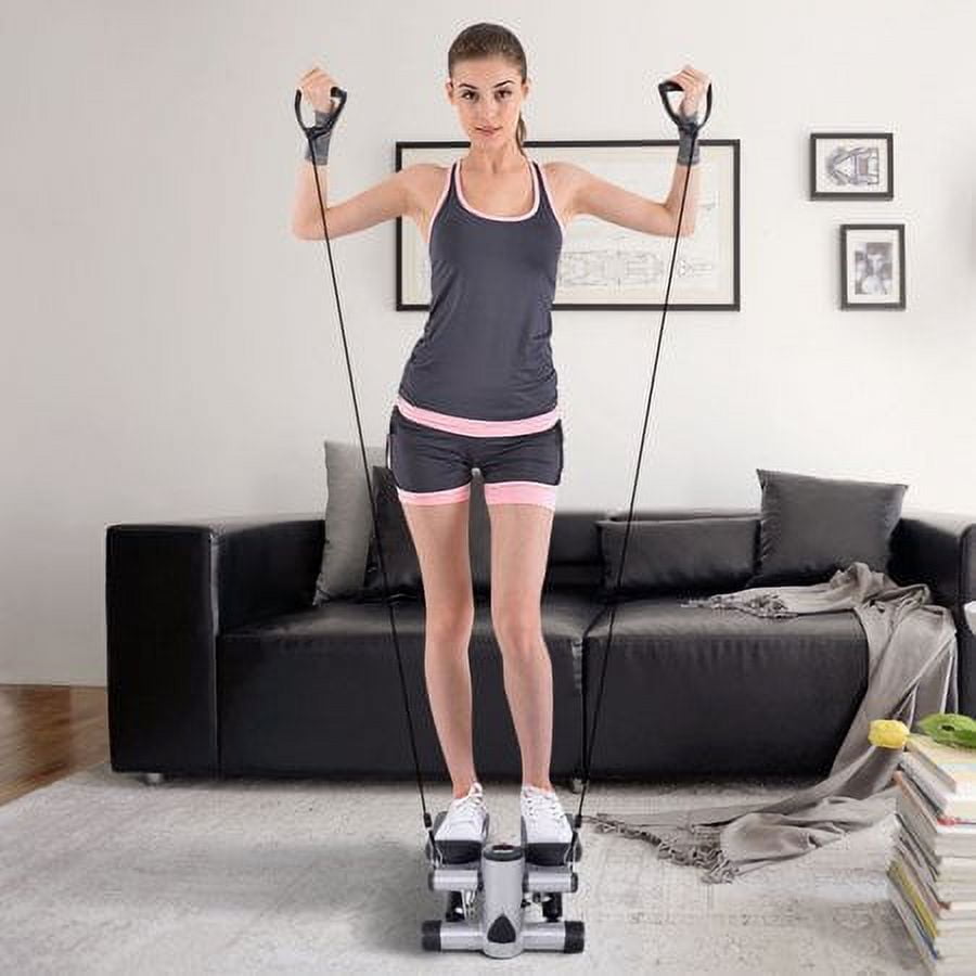Zimtown Air Climber Aerobic Mini Stair Stepper Fitness Step Twister Exercise Machine with Resistance Bands for Home Gym Walmart