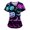 01-Black, variant on Women's Halloween Print Scrub Tops Short Sleeve V-Neck Nursing Uniforms for Medical Professionals 02-Purple Pink S