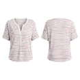 thumbnail image 3 of Aezemi Women Striped Button Shirts Pullover Loose Fit Short Sleeve Summer Daily Home Fashion Tees Baggy Outdoor Work Walking All Match Soft Casual Tops S, 3 of 7