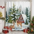 thumbnail image 2 of Shower Curtain 72"W x 84"L Winter Christmas Elk Snow Pine Trees Fabric Shower Curtains Set with Hooks Water Repellent Bathroom Curtains Machine Washable Bathroom Accessories, 2 of 9