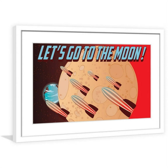 "Let's Go to the Moon!" Framed Painting Print