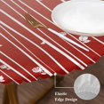 thumbnail image 3 of Retro Flower Round Tablecloth, Fitted Table Cover with Elastic for 36"-44" Round Tables, Geometric Stripes Gradient Tree Leaf Table Cloth Outdoor Indoor Dinning Party Waterproof Tablecloths, 3 of 7