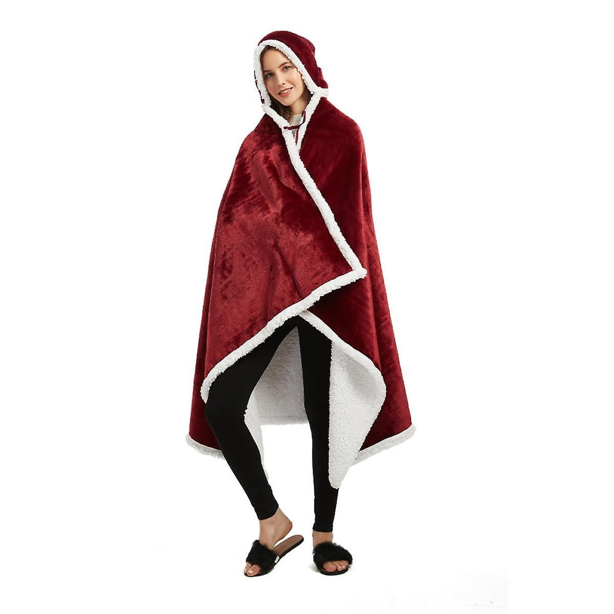 Shxx Angel Wrap Hooded Blanket | Poncho Blanket Wrap With Soft Fleece |  Wearable Blanket Throw Gift With Hood Pockets Cape A1014-338