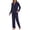 Navy Blue, variant on GEX Womens Bamboo Viscose Pajamas Super Buttery Soft 2 Piece PJ Set Button Long Sleeve Sleepwear Set (Pink S)