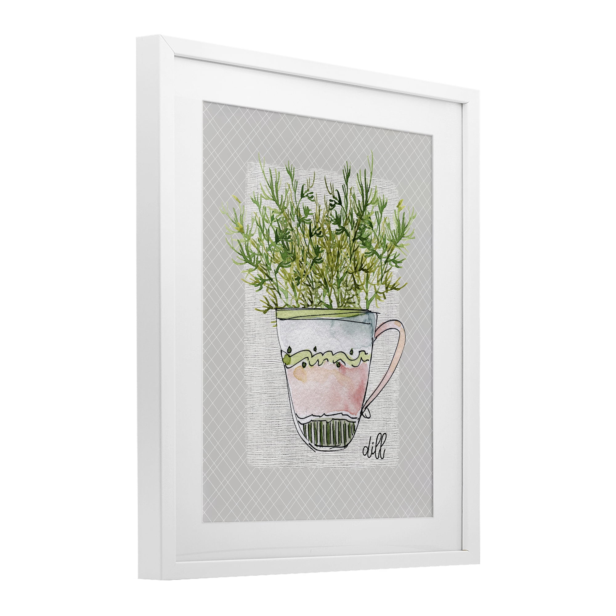 Stupell Industries Dill Herb Mug White Framed Print Under Glass, design by Livi Finn