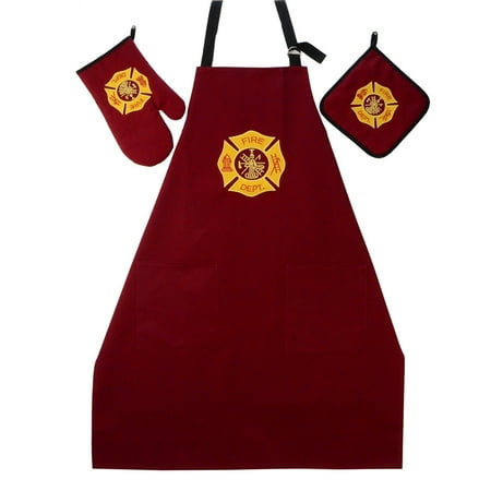- Fire Dept BBQ Grill Kit Oven Mitt Hot Stove Pot Holder FF Apron Firefighter Gift