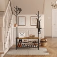 thumbnail image 5 of HOMEFORT 3-Tier Shoe Bench with 9 Hanging Hooks, Rustic Brown, 5 of 8