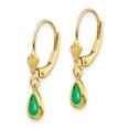 thumbnail image 2 of 14K Yellow Gold Earring Birthstone (05) May Women'S Emerald Pear Green 23 mm 4, 2 of 3