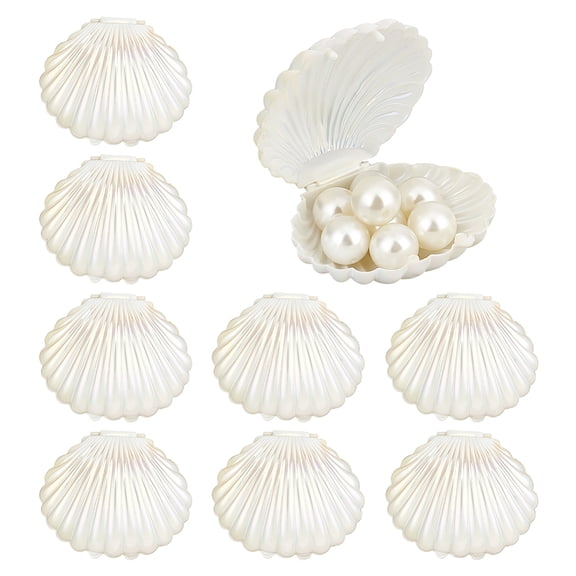 10pcs Seashell Box Container Plastic Shell Shaped Jewelry Storage Holder White Seashell Boxes