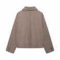 thumbnail image 4 of Womens Cropped Pea Coat Casual Button Down Short Jackets Fall Winter Outerwear Brown S, 4 of 9