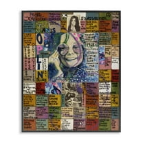 Stupell Industries Janis Joplin Collage People Drawing Black Framed Art Print Wall Art, 24 x 30