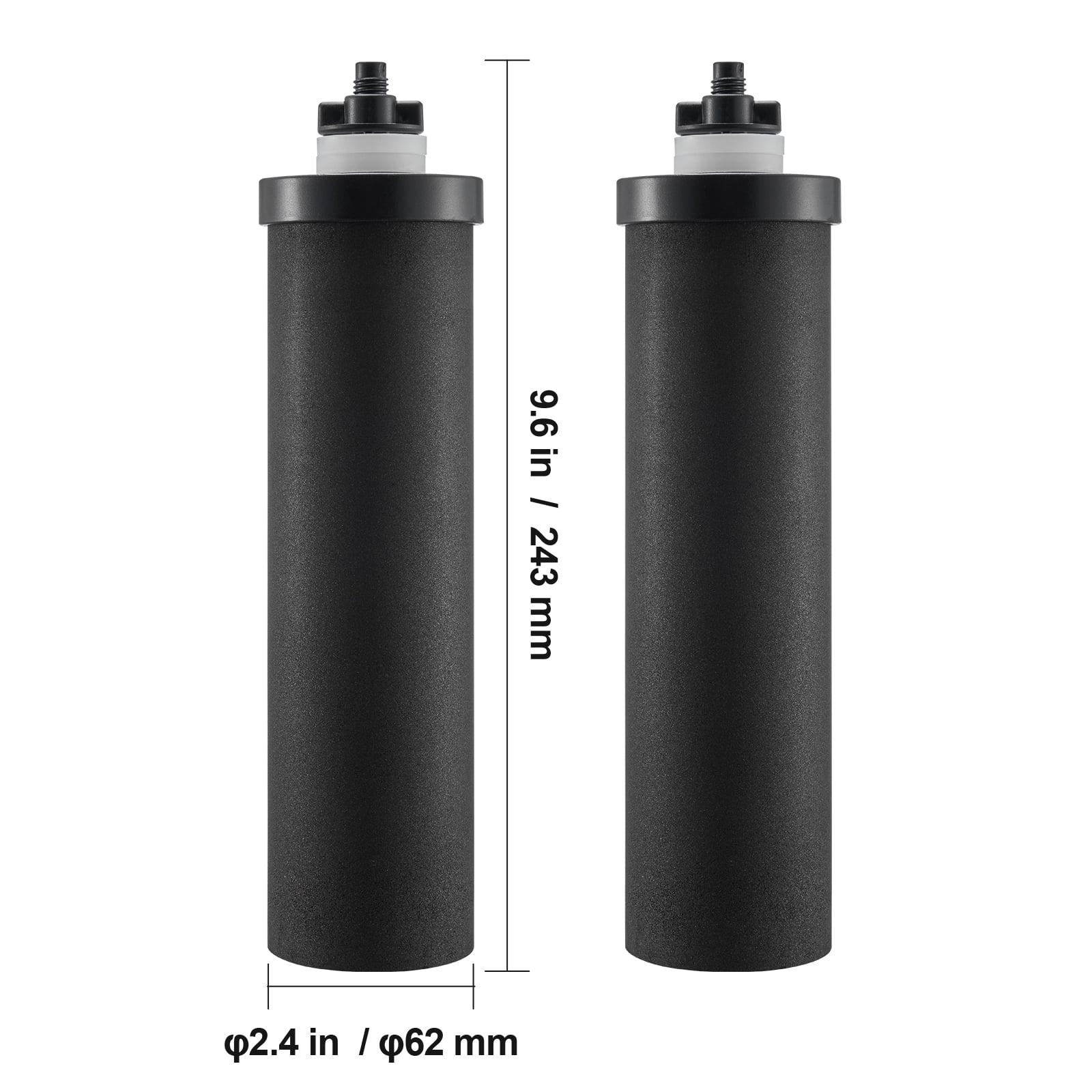 VEVOR Water Filters Replacement, Purification Elements, Activated Carbon Replacement Filters, Easy to Replace Water Filter, Gravity Water Filter System, Compatible with Most Brands, Pack of 2, Black