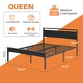 thumbnail image 6 of Queen Bed Frame, Mattress Foundation with Headboard, No Box Spring Needed, 800LBS Sturdy Metal Slats Support, Noise Free, Black, 6 of 7