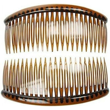 2 Pack of Large Tort Brown 12cm Plain French Side Hair Combs Slides Grips Clips Hair Accessories for Women Girls by