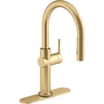thumbnail image 2 of Kohler 22972-2MB Crue Pull Down Kitchen Faucet, Vibrant Brushed Moderne Brass, 2 of 4