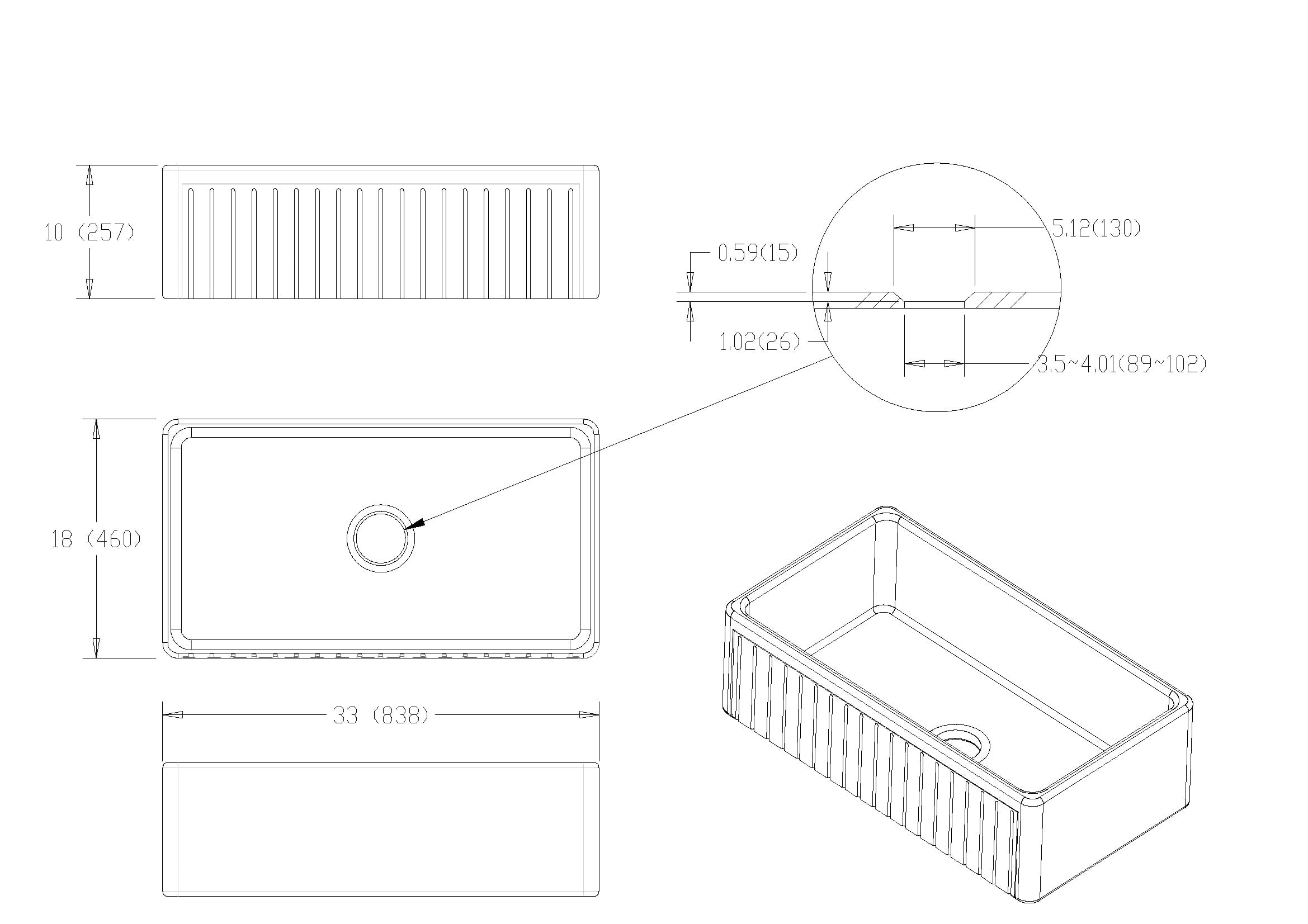 Empire Industries Sutton Place Farmhouse Fireclay 33" Single Bowl Kitchen Sink with Grid and Strainer in White
