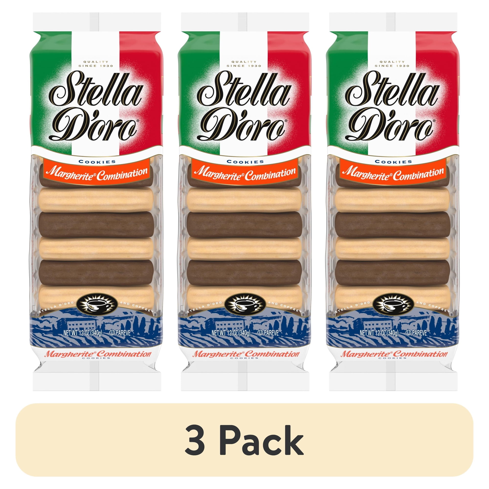 (3 pack) Stella D'oro Cookies, Margherite Combination Chocolate & Vanilla Cookies, 12 oz