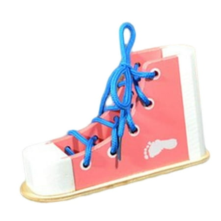 Picture of Montessori Tie Shoelaces Teaching Tying Board Preschool Wooden Pink ...