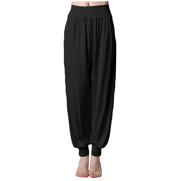 Virmaxy Jogger Yoga Pant for Women Breathable Sweat Absorbent Wide Leg Modal Fitness Pants Yoga Gym Pants Loose High Waisted Cozy Lounge Pants Workout Out Straight Leg Joggers Black-B L
