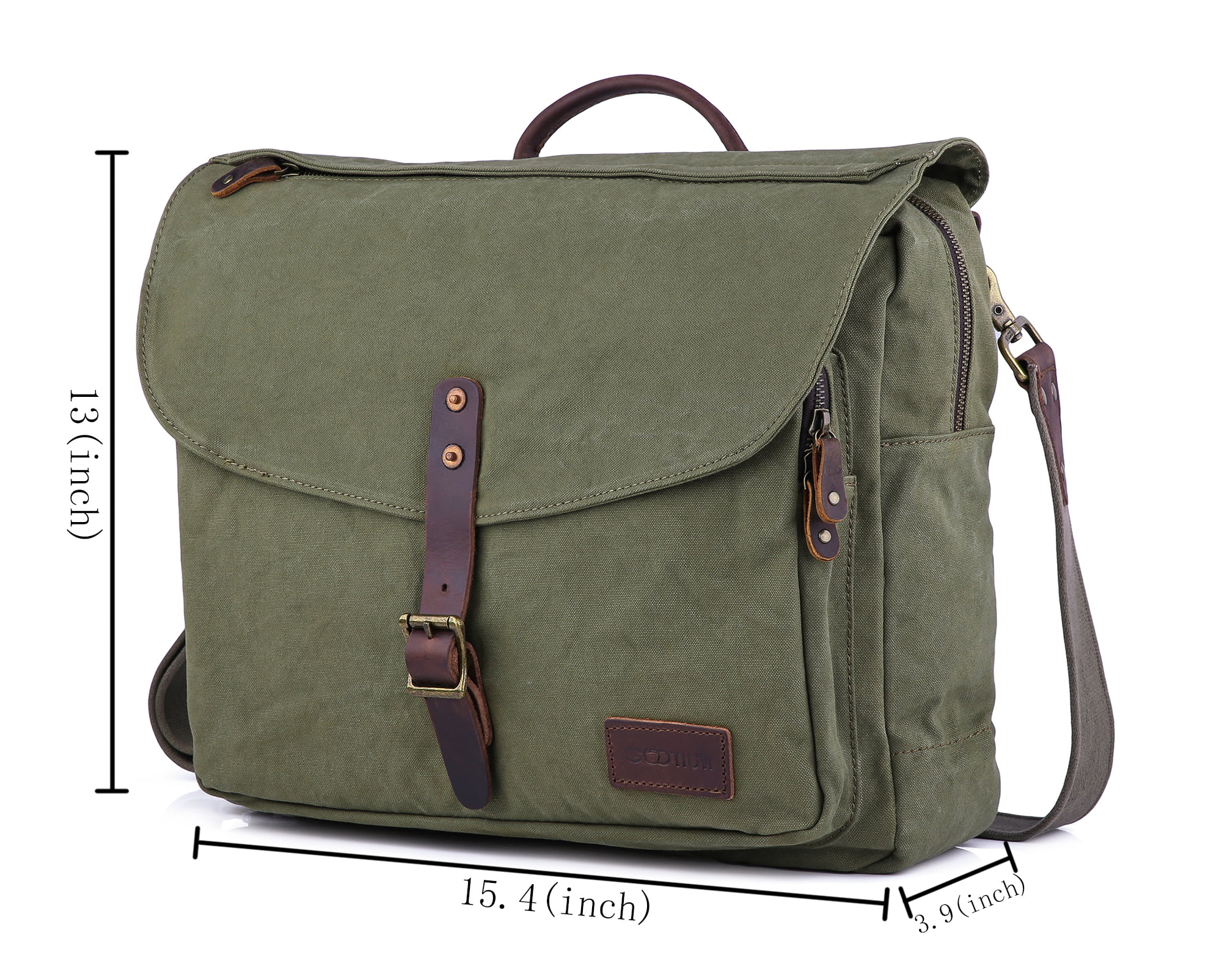 Gootium Vintage Canvas Messenger Bag Classic British Style Shoulder Bag, Army Green | Walmart Canada