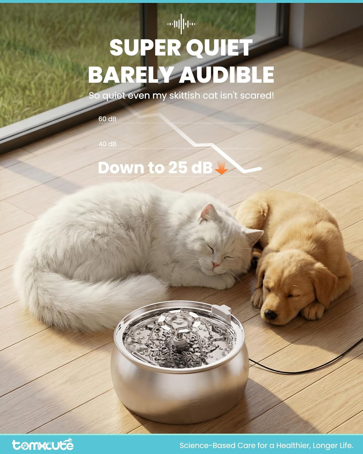 Stainless Steel Cat Water Fountain: 4L Large Capacity, Dual-Mode Flow, Ultra-Quiet Pump with Filter for Multiple Pets Indoor