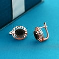 thumbnail image 3 of Gem Stone King 18K Rose Gold Plated Silver Black Onyx Greek Key Earrings for Women (5.00 Cttw, Gemstone December Birthstone, Oval 10X8MM), 3 of 3