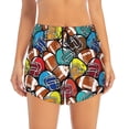 thumbnail image 2 of Vsdgher American Football Print Women's Running Double Layer Shorts High Waisted with Pockets Elastic Yoga Workout Athletic Gym Sports, 2 of 8