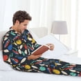 thumbnail image 4 of Salouo Bowling Ball Print Button-Front Long Sleeve Pajama Set for Men, Soft 2Pjs Men's Long Sleeve Sleepwear -Medium, 4 of 7